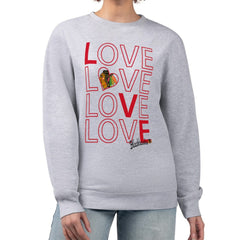 Chicago Blackhawks G-III 4Her by Carl Banks Women's Lots Of Love Team Logo Graphic Pullover Sweatshirt - Heather Gray Sweatshirts