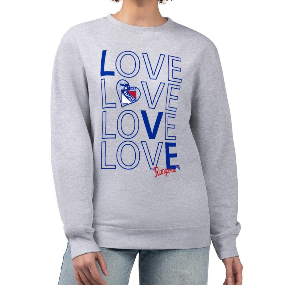 New York Rangers G-III 4Her by Carl Banks Women's Lots Of Love Team Logo Graphic Pullover Sweatshirt - Heather Gray Sweatshirts