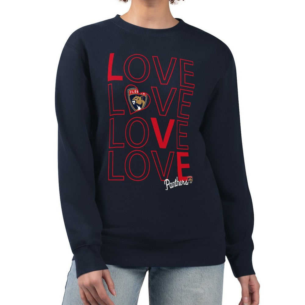 Florida Panthers G-III 4Her by Carl Banks Women's Lots Of Love Team Logo Graphic Pullover Sweatshirt - Navy Sweatshirts