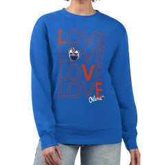 Edmonton Oilers G-III 4Her by Carl Banks Women's Lots Of Love Team Logo Graphic Pullover Sweatshirt - Royal Sweatshirts