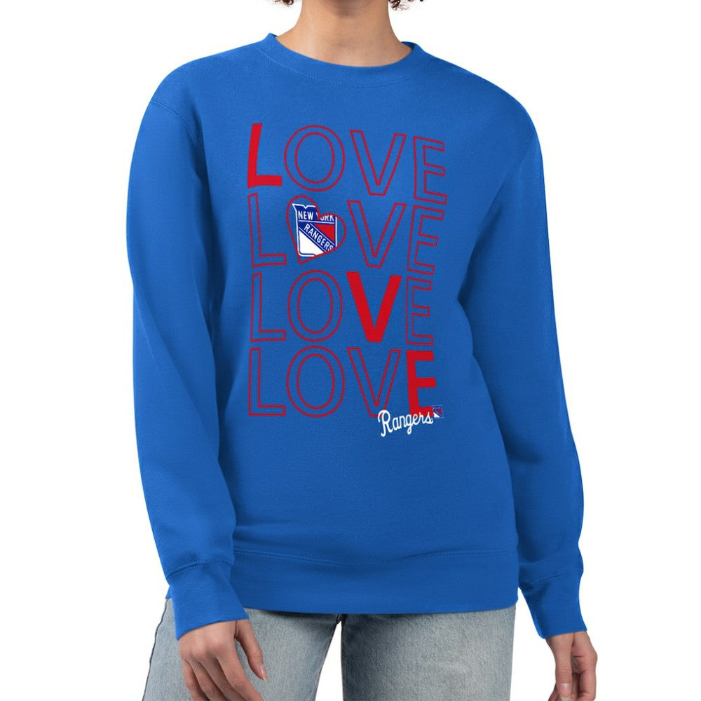 New York Rangers G-III 4Her by Carl Banks Women's Lots Of Love Team Logo Graphic Pullover Sweatshirt - Blue Sweatshirts