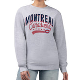 Montreal Canadiens G-III 4Her by Carl Banks Women's Filigree Team Graphic Fleece Pullover Sweatshirt - Heather Gray Sweatshirts