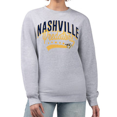 Nashville Predators G-III 4Her by Carl Banks Women's Filigree Team Graphic Fleece Pullover Sweatshirt - Heather Gray Sweatshirts