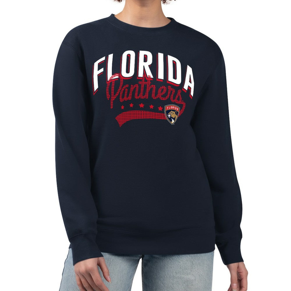 Florida Panthers G-III 4Her by Carl Banks Women's Filigree Team Graphic Fleece Pullover Sweatshirt - Navy Sweatshirts
