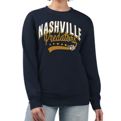 Nashville Predators G-III 4Her by Carl Banks Women's Filigree Team Graphic Fleece Pullover Sweatshirt - Navy Sweatshirts