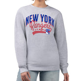 New York Rangers G-III 4Her by Carl Banks Women's Filigree Team Graphic Fleece Pullover Sweatshirt - Heather Gray Sweatshirts