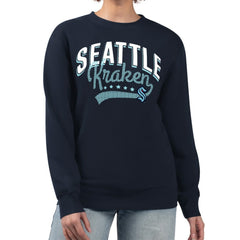 Seattle Kraken G-III 4Her by Carl Banks Women's Filigree Team Graphic Fleece Pullover Sweatshirt - Deep Sea Blue Sweatshirts