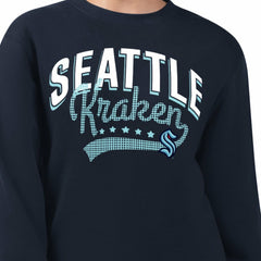 Seattle Kraken G-III 4Her by Carl Banks Women's Filigree Team Graphic Fleece Pullover Sweatshirt - Deep Sea Blue Sweatshirts