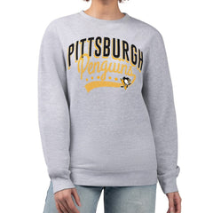 Pittsburgh Penguins G-III 4Her by Carl Banks Women's Filigree Team Graphic Fleece Pullover Sweatshirt - Heather Gray Sweatshirts