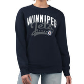Winnipeg Jets G-III 4Her by Carl Banks Women's Filigree Team Graphic Fleece Pullover Sweatshirt - Navy Sweatshirts