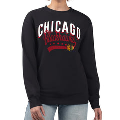 Chicago Blackhawks G-III 4Her by Carl Banks Women's Filigree Team Graphic Fleece Pullover Sweatshirt - Black Sweatshirts