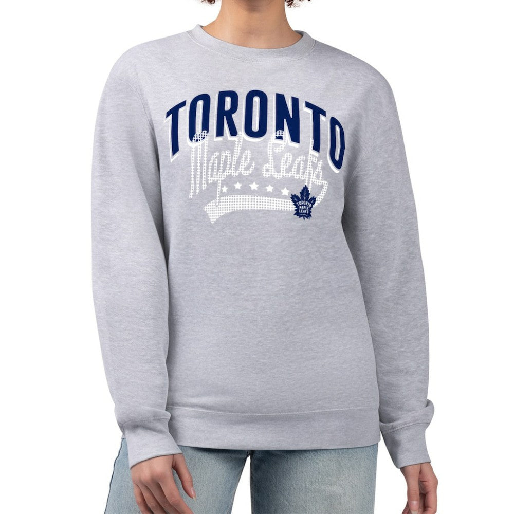 Toronto Maple Leafs G-III 4Her by Carl Banks Women's Filigree Team Graphic Fleece Pullover Sweatshirt - Heather Gray Sweatshirts