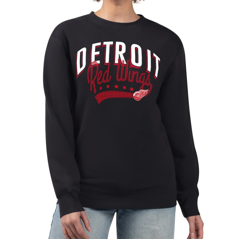 Detroit Red Wings G-III 4Her by Carl Banks Women's Filigree Team Graphic Fleece Pullover Sweatshirt - Black Sweatshirts
