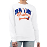 New York Islanders G-III 4Her by Carl Banks Women's Filigree Team Graphic Fleece Pullover Sweatshirt - White Sweatshirts