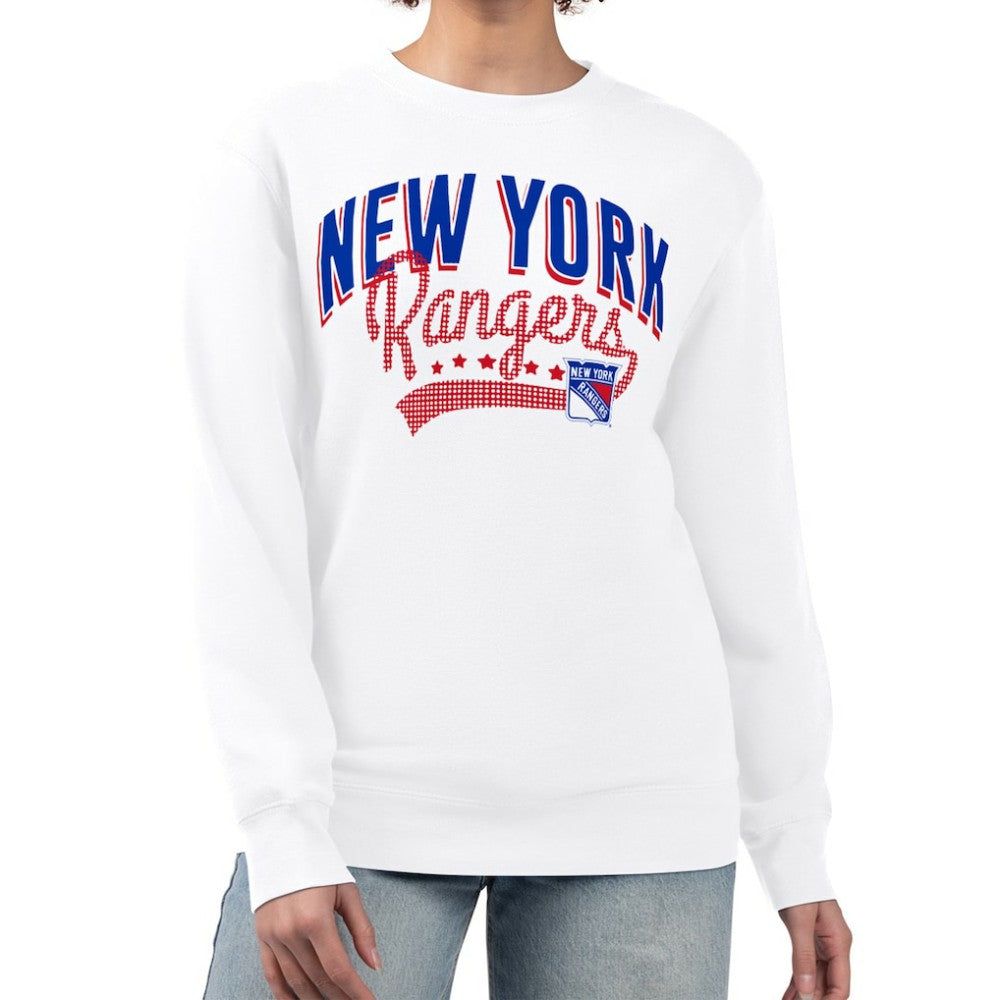 New York Rangers G-III 4Her by Carl Banks Women's Filigree Team Graphic Fleece Pullover Sweatshirt - White Sweatshirts
