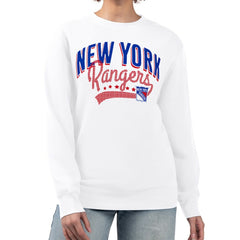 New York Rangers G-III 4Her by Carl Banks Women's Filigree Team Graphic Fleece Pullover Sweatshirt - White Sweatshirts