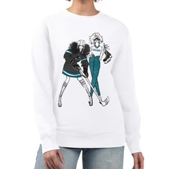 San Jose Sharks G-III 4Her by Carl Banks Women's Hockey Girls Team Graphic Fleece Pullover Sweatshirt - White Sweatshirts