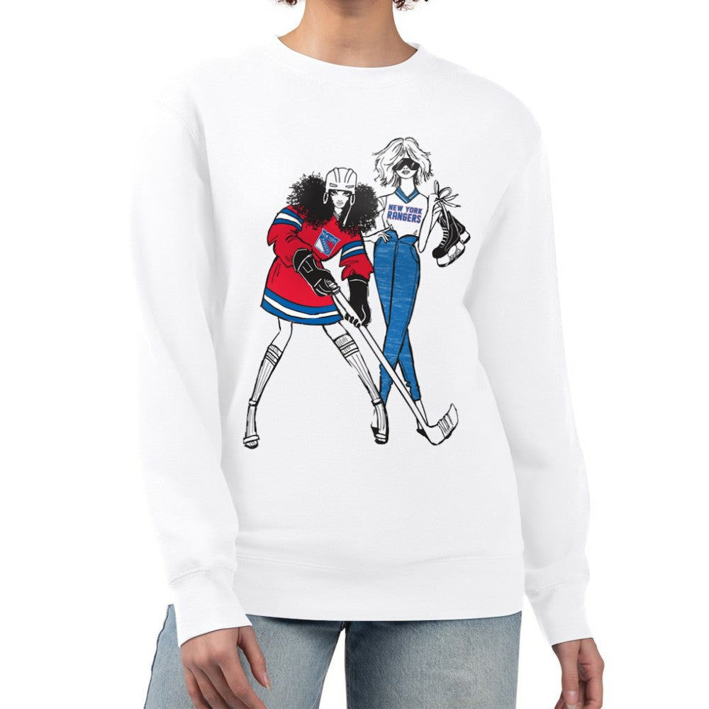New York Rangers G-III 4Her by Carl Banks Women's Hockey Girls Team Graphic Fleece Pullover Sweatshirt - White Sweatshirts