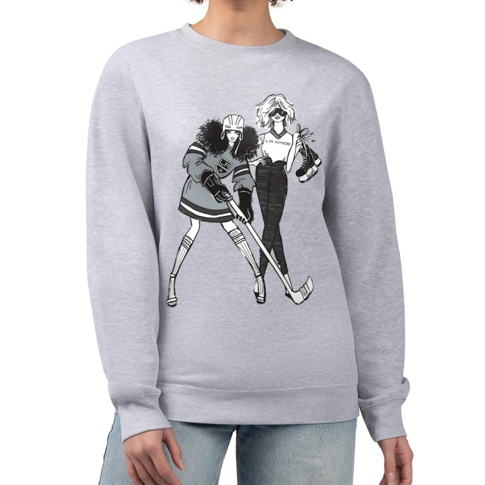 Los Angeles Kings G-III 4Her by Carl Banks Women's Hockey Girls Team Graphic Fleece Pullover Sweatshirt - Heather Gray Sweatshirts