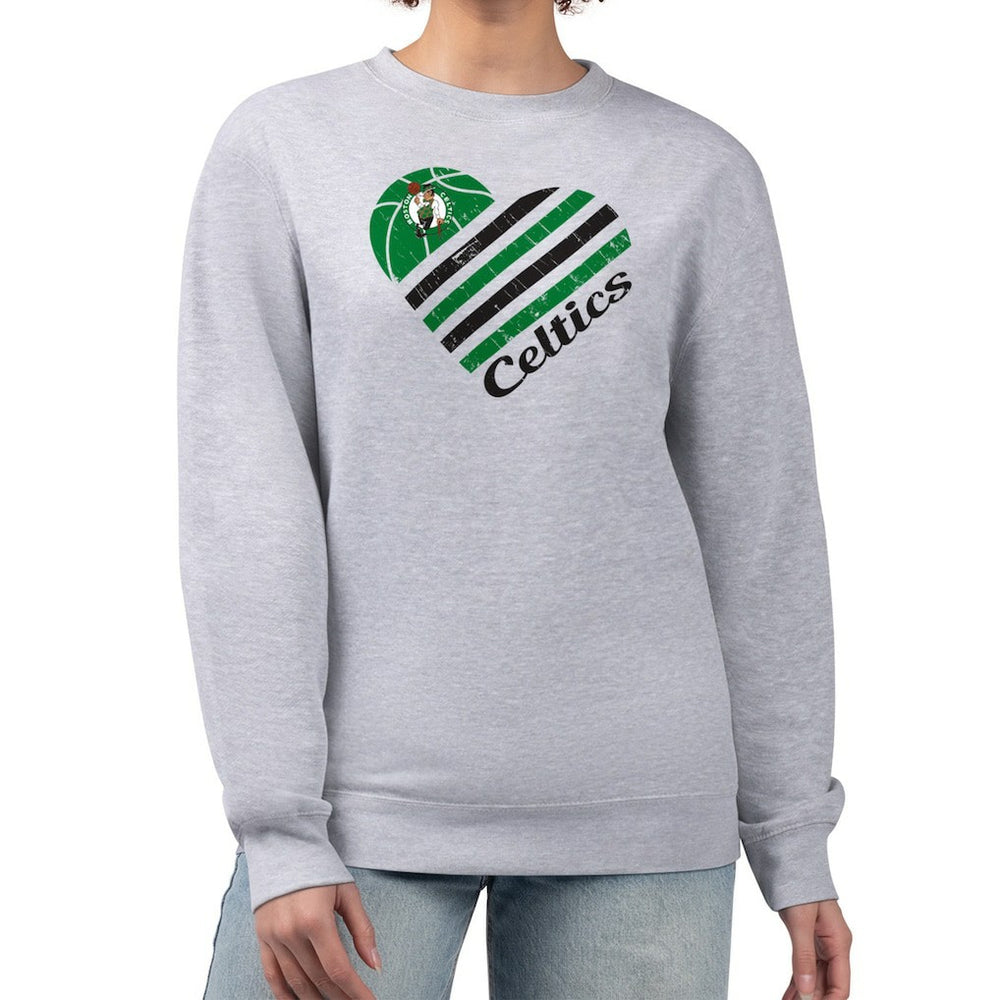Boston Celtics G-III 4Her by Carl Banks Women's Heart Graphic Fleece Pullover Sweatshirt - Heather Gray shop