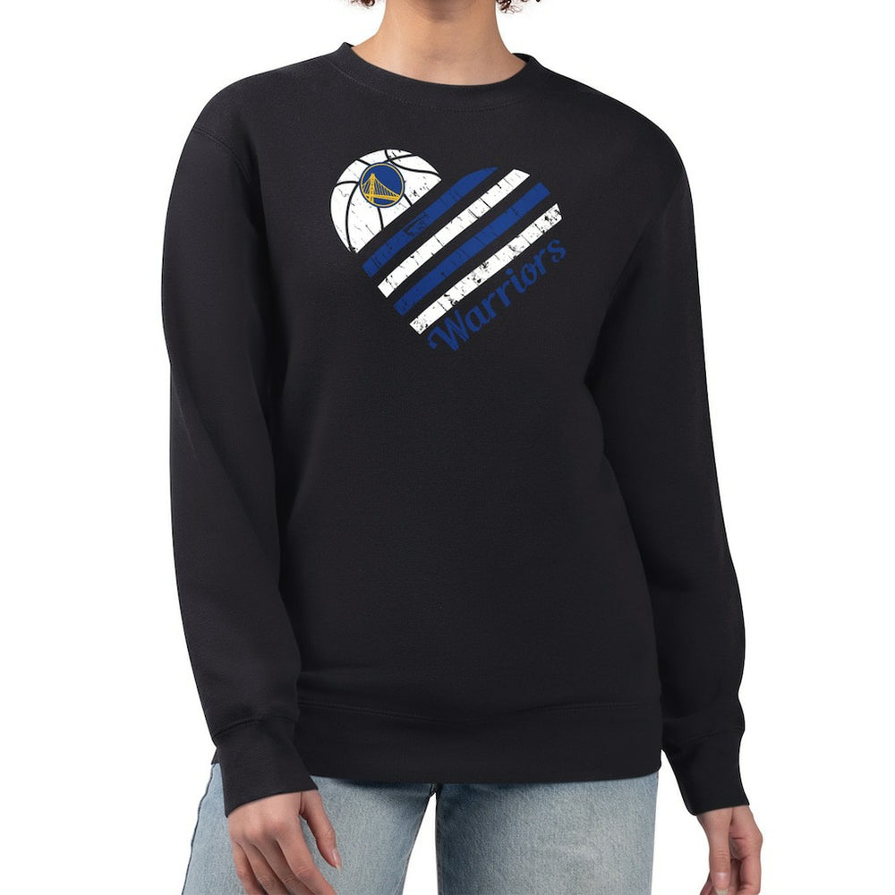 Golden State Warriors G-III 4Her by Carl Banks Women's Heart Graphic Fleece Pullover Sweatshirt sale - Black on sale