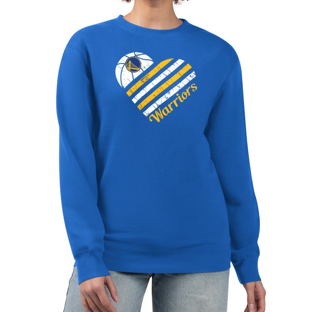 Golden State Warriors G-III 4Her by Carl Banks Women's Heart Graphic Fleece Pullover Sweatshirt sale - Royal discount