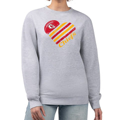 Kansas City Chiefs G-III 4Her by Carl Banks Women's Heart Graphic Fleece Pullover Sweatshirt - Heather Gray discount