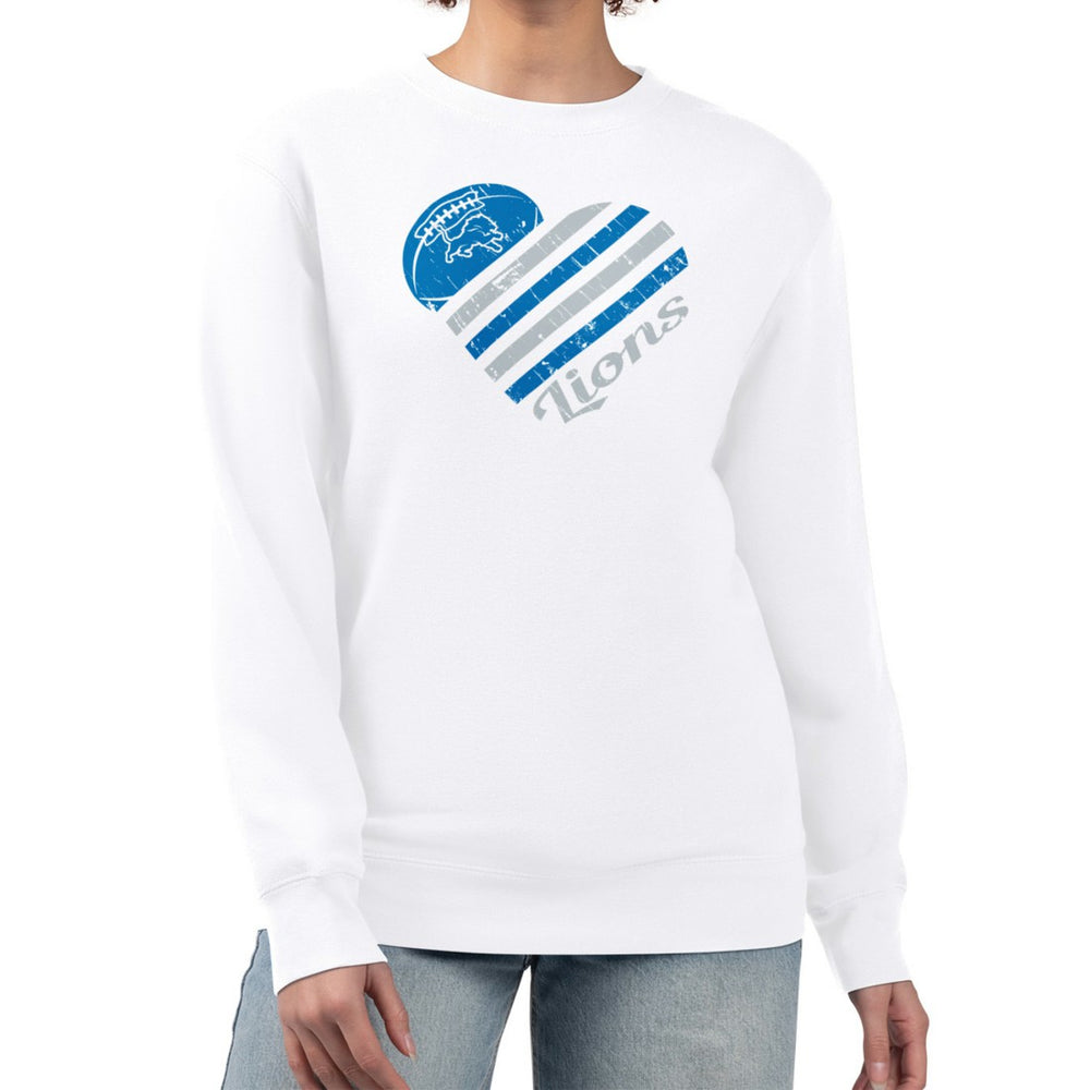 Detroit Lions G-III 4Her by Carl Banks Women's Heart Graphic Fleece Pullover Sweatshirt - White on sale