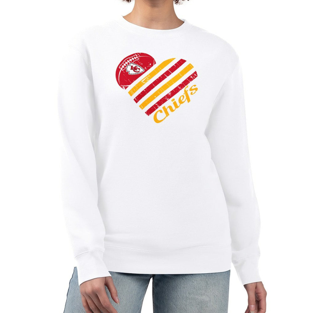 Kansas City Chiefs G-III 4Her by Carl Banks Women's Heart Graphic Fleece Pullover Sweatshirt - White discount