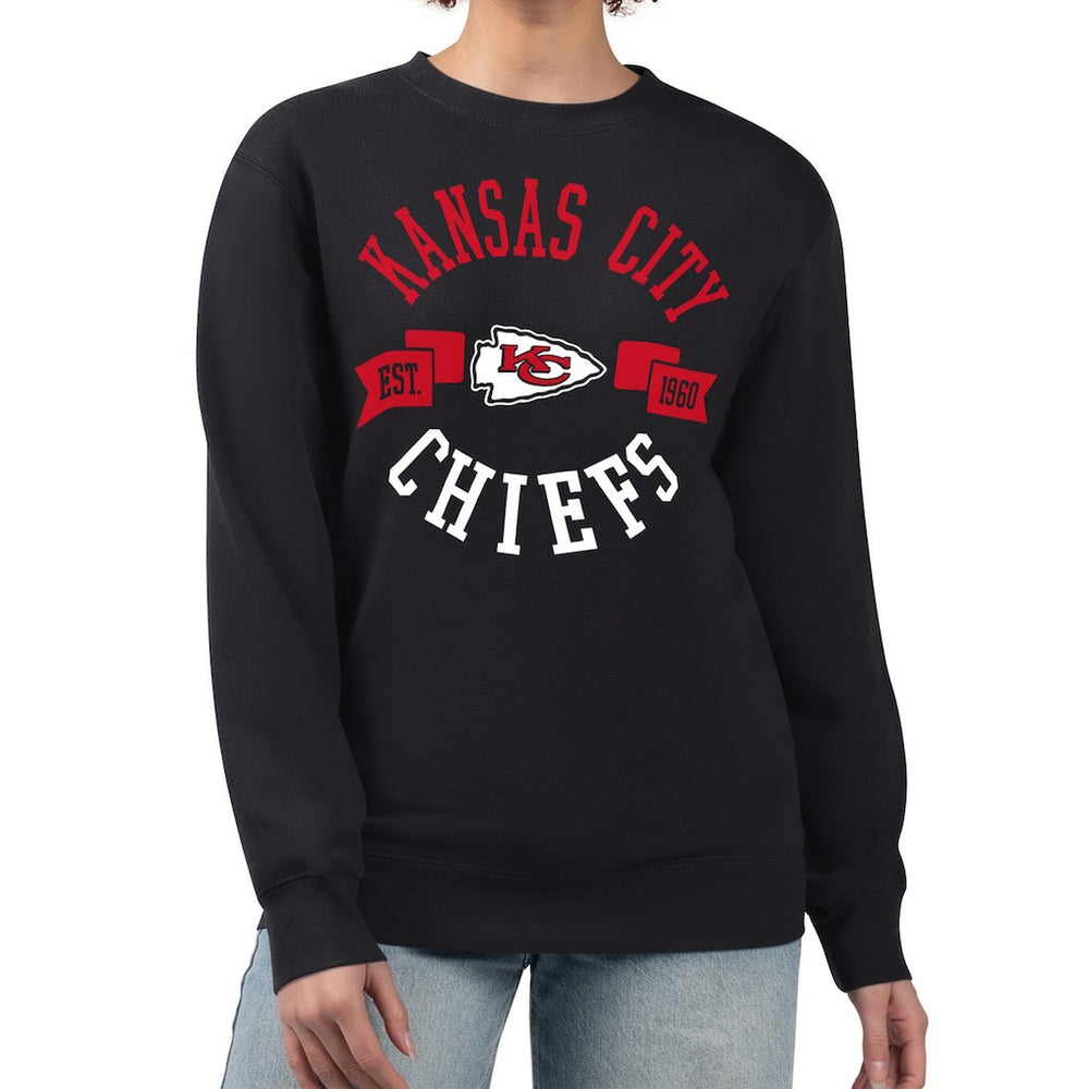 Kansas City Chiefs G-III 4Her by Carl Banks Women's Large Team Graphic Fleece Pullover Sweatshirt - Black on sale