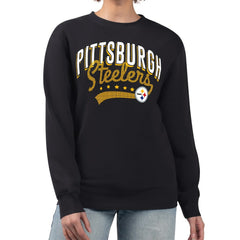 Pittsburgh Steelers G-III 4Her by Carl Banks Women's Filigree Logo Graphic Fleece Pullover Sweatshirt - Black outlet