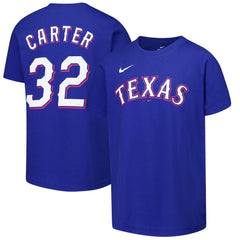 Evan Carter Texas Rangers Youth Name & Number T-Shirt Royal