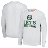 New York Jets Homage Unisex Crest Tri-Blend Crewneck Pullover Sweatshirt - White on sale