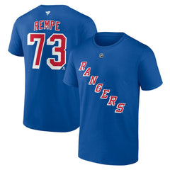 Matt Rempe New York Rangers Fanatics Authentic Stack Name & Number T-Shirt - Blue T-shirts