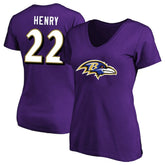 Derrick Henry Baltimore Ravens Women's Plus Size Fair Catch Name & Number Scoop Neck T-Shirt - Purple sale