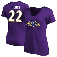Derrick Henry Baltimore Ravens Women's Plus Size Fair Catch Name & Number Scoop Neck T-Shirt - Purple sale
