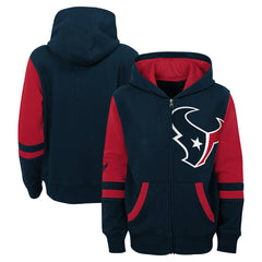 Houston Texans Youth Stadium Color-Block Full-Zip Hoodie - Navy on sale