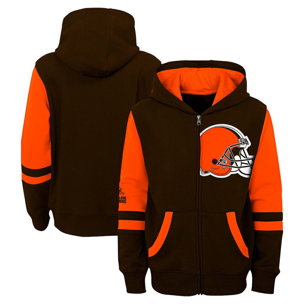 Cleveland Browns Youth Stadium Color-Block Full-Zip Hoodie - Brown discount