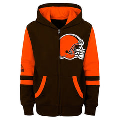 Cleveland Browns Youth Stadium Color-Block Full-Zip Hoodie - Brown discount