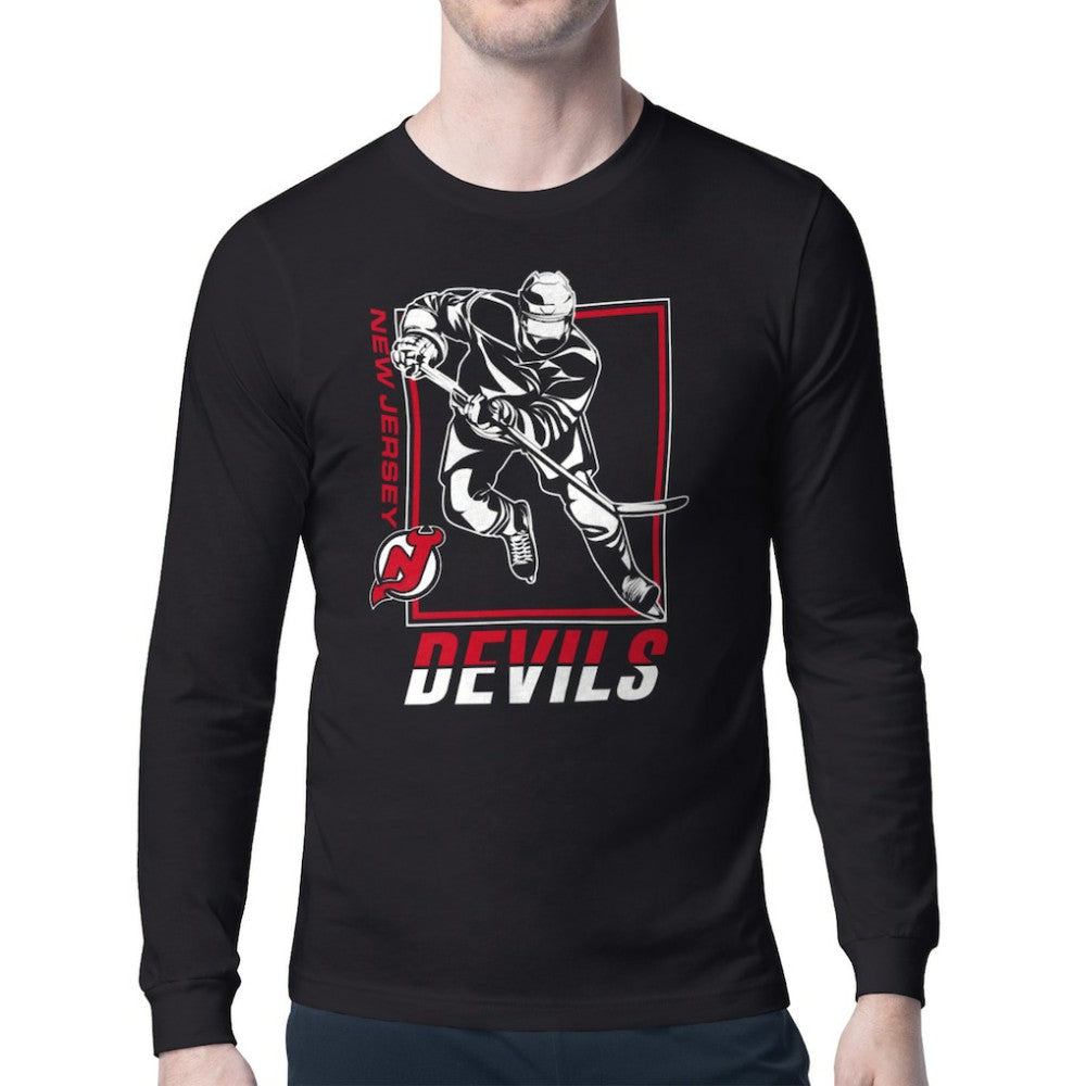 New Jersey Devils Starter Player Grid Long Sleeve T-Shirt - Black T-shirts