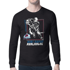 Colorado Avalanche Starter Player Grid Long Sleeve T-Shirt - Black T-shirts