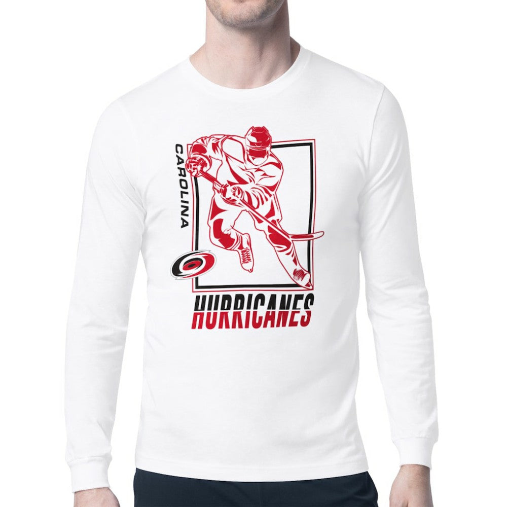 Carolina Hurricanes Starter Player Grid Long Sleeve T-Shirt - White T-shirts