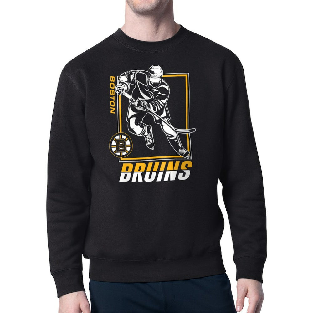 Boston Bruins Starter Player Grid Fleece Pullover Sweatshirt - Black Sweatshirts