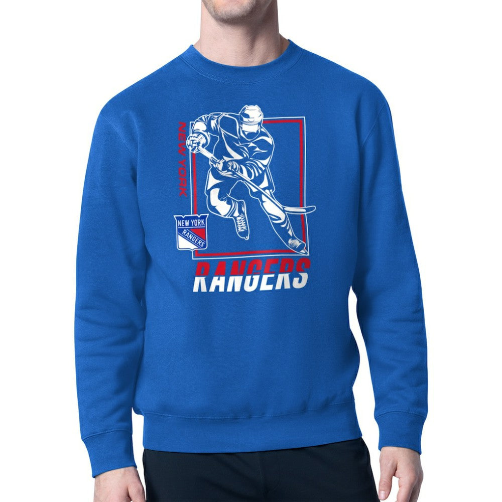 New York Rangers Starter Player Grid Fleece Pullover Sweatshirt - Blue Sweatshirts