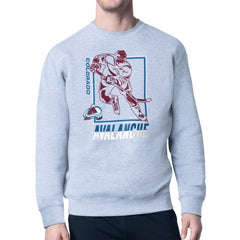 Colorado Avalanche Starter Player Grid Fleece Pullover Sweatshirt - Heather Gray Sweatshirts