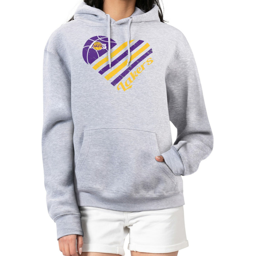Los Angeles Lakers G-III 4Her by Carl Banks Women's Heart Pullover Hoodie - Heather Gray cheap