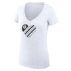 Brooklyn Nets G-III 4Her by Carl Banks Women's Super-Slim Fit Lightweight Heart V-Neck T-Shirt - White on sale