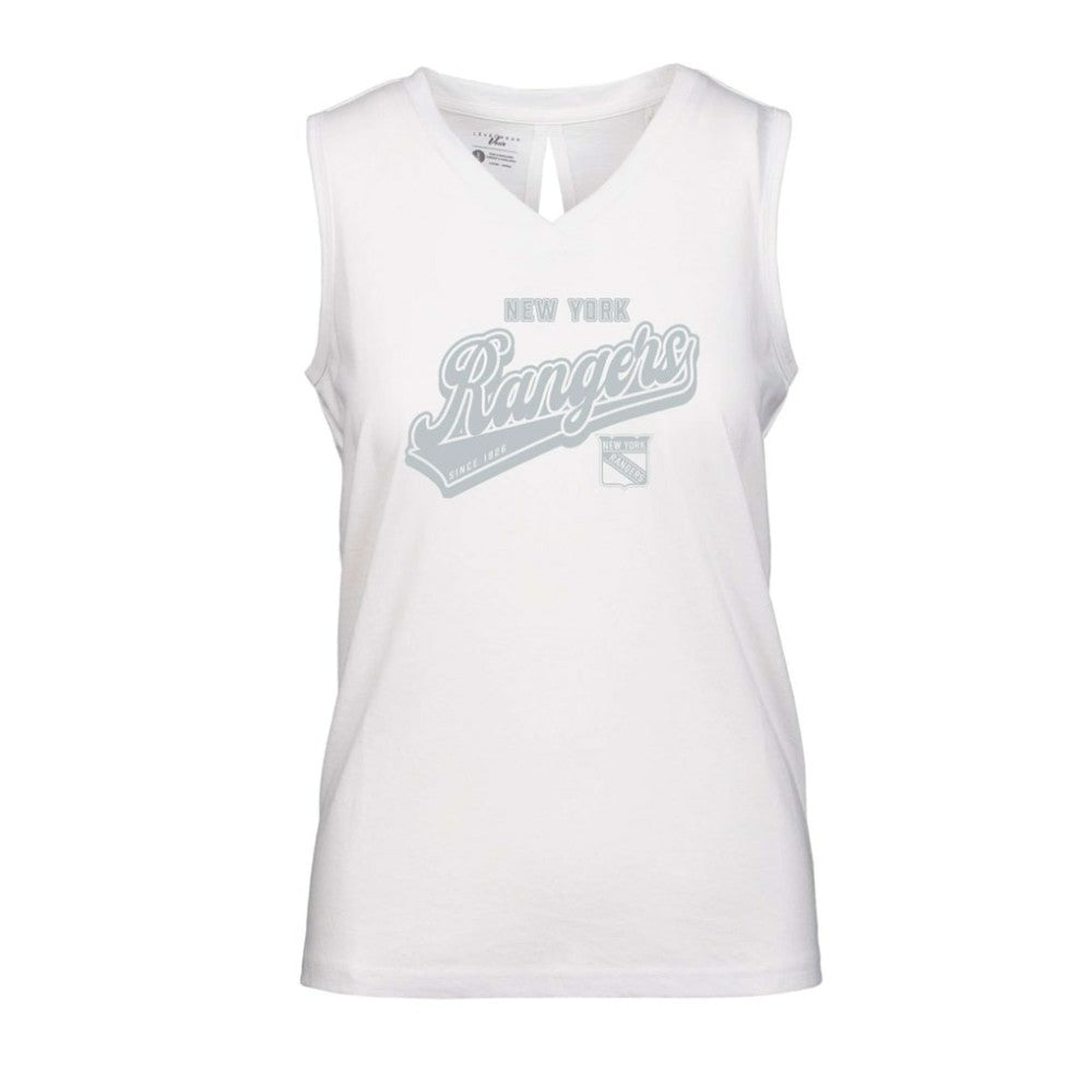New York Rangers Levelwear Women's Paisley Sweep V-Neck Tank Top - White Tank Top