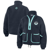 Seattle Kraken WEAR by Erin Andrews Women's Polar Fleece Half-Zip Jacket - Deep Sea Blue Jackets
