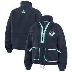 Seattle Kraken WEAR by Erin Andrews Women's Polar Fleece Half-Zip Jacket - Deep Sea Blue Jackets